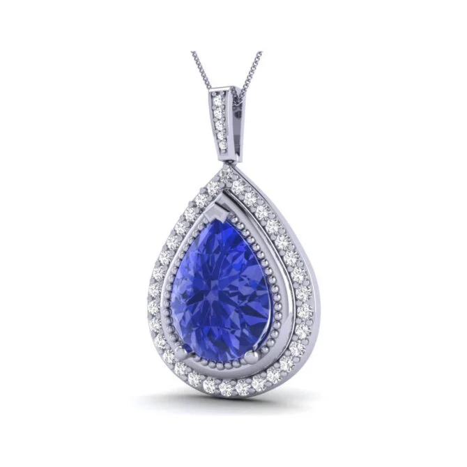 White Gold Pear Cut Tanzanite Pendant