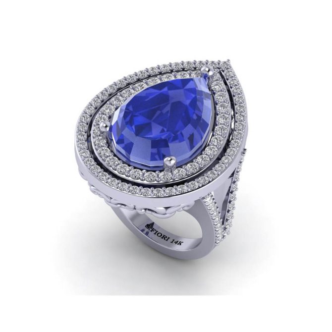 White Gold Pear Cut Tanzanite Ring