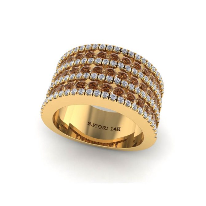 Yellow Gold Round Cut Cognac Diamond Ring