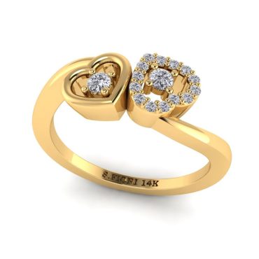 14K Gold Round cut, Ring 0.15 CTW