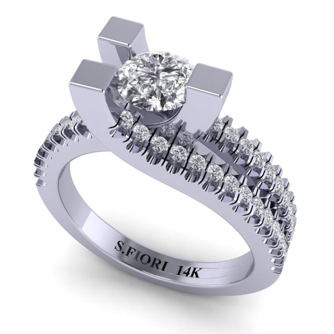 White Gold SF Signature Venus Collection Round Brilliant Cut white Diamond Lab Ring