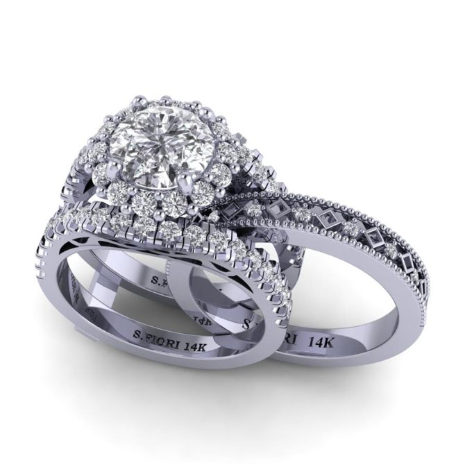 White Gold SF Signature Victoria Collection Round cut white Diamond Lab Ring