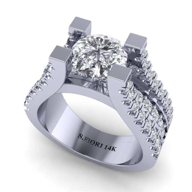 White Gold, Round cut, White Diamond Ring