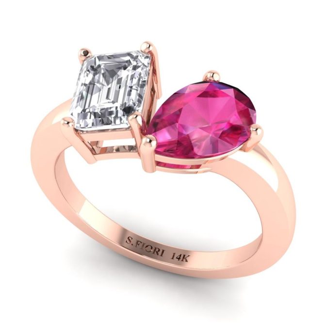 Rose Gold Pear Cut Pink Sapphire Ring