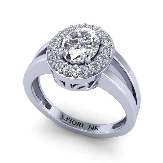 White Gold Oval Cut White Diamond Ring