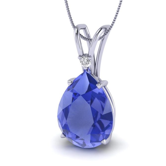 White Gold Pear Cut Tanzanite Pendant