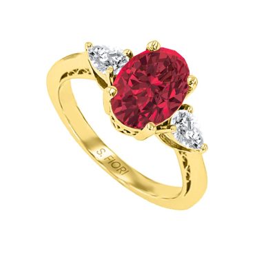 14K Yellow Gold Oval Cut Ruby Ring 1.24 CTW