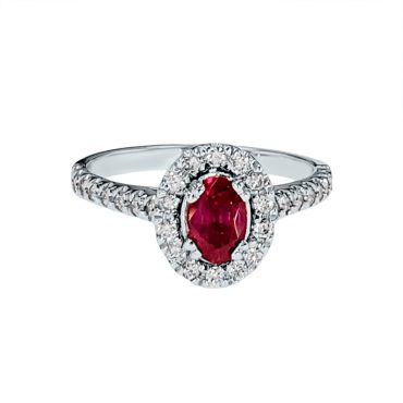 14k White Gold Oval Cut Ruby Ring 0.95 CTW