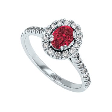 14k White Gold Oval Cut Ruby Ring 0.95 CTW