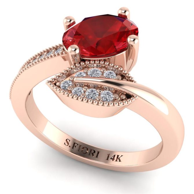 14K Rose Gold Oval Cut Ruby Ring 1.26 CTW