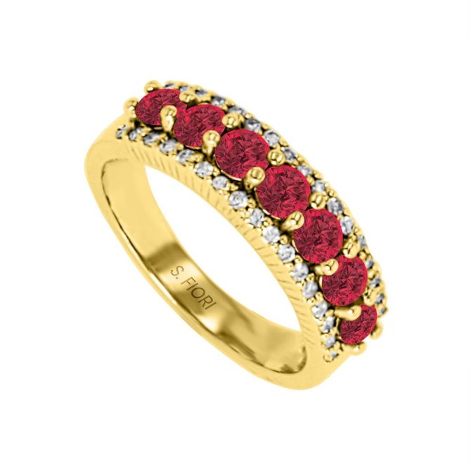 14k Yellow Gold Oval Cut Ruby Band 1.33 CTW