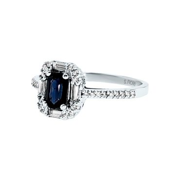 14K White Gold Emerald Cut Blue Sapphire Ring 1.40 CTW