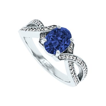 14K White Gold Oval Cut Blue Sapphire Ring 1.48 CTW