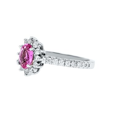 14 White Gold Oval cut Pink Sapphire Ring 1.37 CTW