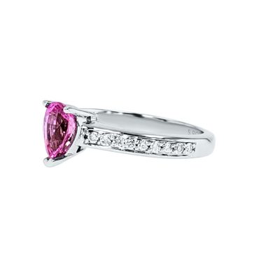 14K White Gold Pear cut Pink Sapphire Ring 1.13 CTW