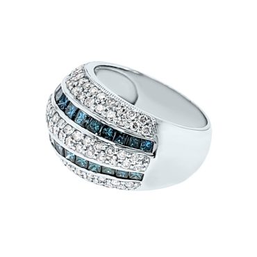 14K White Gold Round Brilliant Cut enhanced Blue Diamond Ring 2.32 CTW