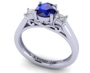 Elegant 14K White Gold Round-Cut Blue Sapphire Ring