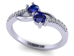 Captivating Elegance: 14K White Gold Round-Cut Blue Sapphire Ring 