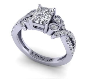 Sophia Fiori's 14K White Gold Emerald-Cut Lab Diamond Bridal Elegance 