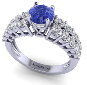 White Gold Round Cut Tanzanite Ring