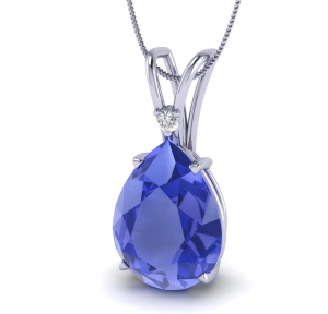 14K White Gold Pear Cut Tanzanite Pendant