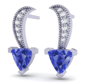 Trilliant Tanzanite: White Gold Elegance Earrings