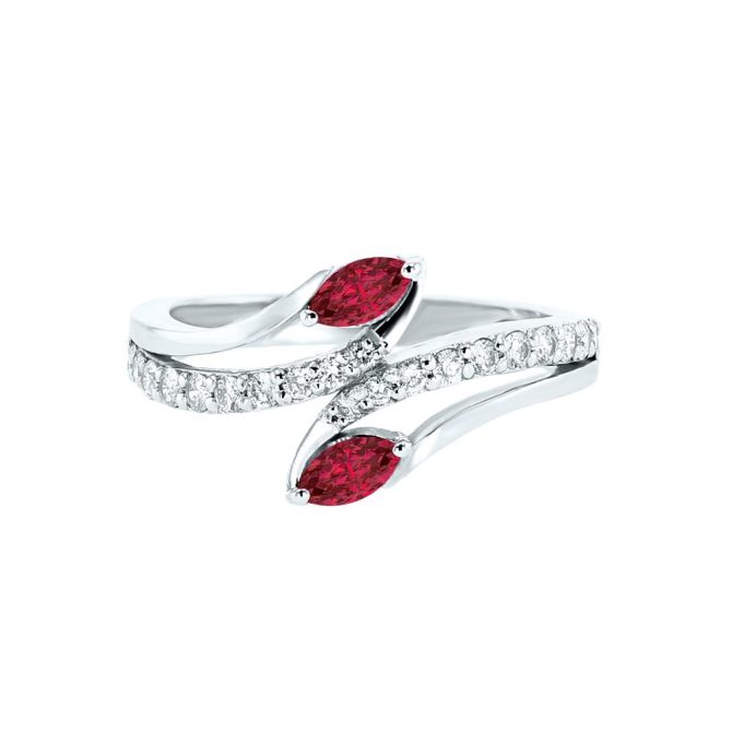 14K Gold Marquise Cut Ruby Ring 0.66 CTW