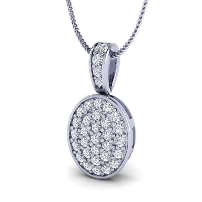 White Gold Round Cut white Diamond Lab Pendant