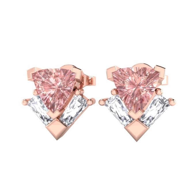 Rose Gold, Oval cut, Morganite Earrings