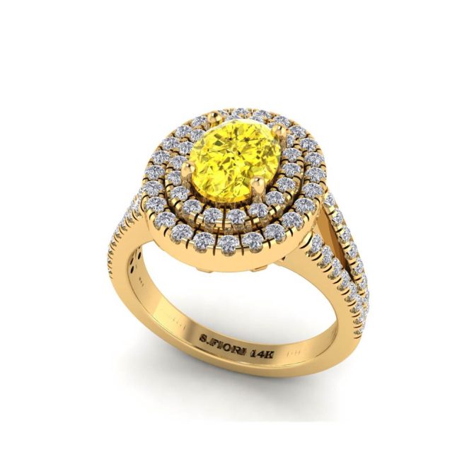 Yellow Gold Oval Cut Yellow Diamond Ring