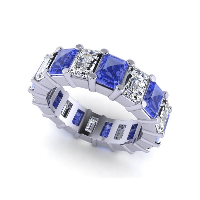 White Gold Emerald cut Cut Tanzanite Ring