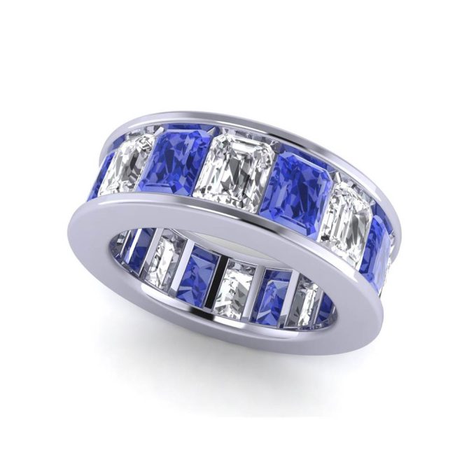 White Gold Eternity Collection Emerald cut Cut Tanzanite Ring