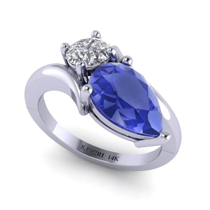 White Gold Pear Cut Tanzanite Ring