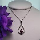 14K White Gold Pear Cut Ruby Pendant .85 CTW