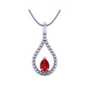 14K White Gold Pear Cut Ruby Pendant .85 CTW