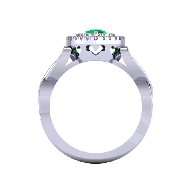 14k White Gold Pear Cut Emerald Ring 0.55 CTW