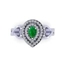 14k White Gold Pear Cut Emerald Ring 0.55 CTW