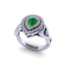 14k White Gold Pear Cut Emerald Ring 0.55 CTW