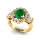 14K Yellow Gold Oval Cut Emerald Ring 1.96 CTW