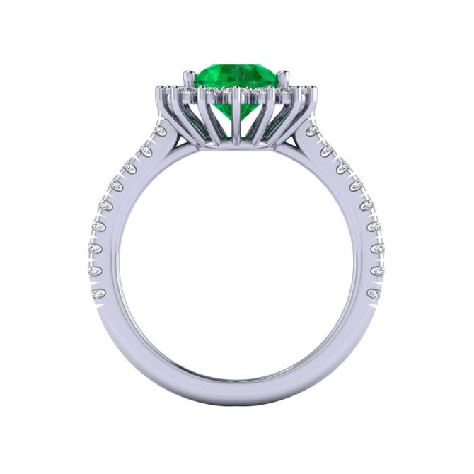 14K White Gold Pear Cut Emerald Ring 2.13 CTW