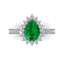 14K White Gold Pear Cut Emerald Ring 2.13 CTW