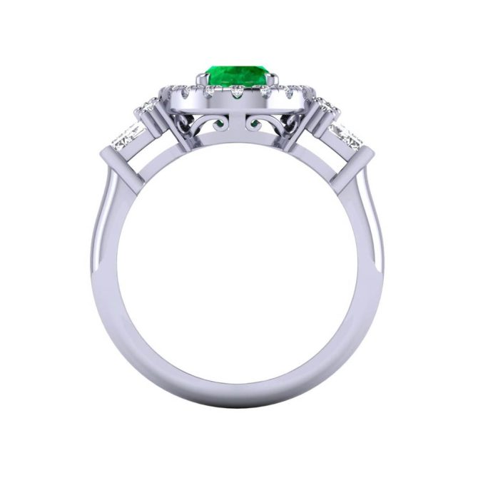 14K White Gold Oval Cut Emerald Ring 1.71 CTW