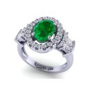 14K White Gold Oval Cut Emerald Ring 1.71 CTW