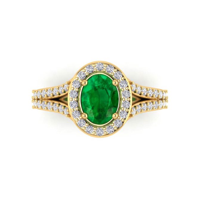 14K Yellow Gold Oval Cut Emerald Ring 2.32 CTW