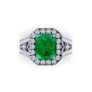 14K White Gold Emerald Cut Emerald Ring 4.32 CTW