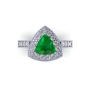 14K White Gold Trilliant Cut Emerald Ring 2.27 CTW