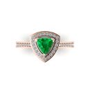 14k Rose Gold Trilliant Cut Emerald Ring 1.10 CTW