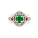 14K Rose Gold Oval Cut Emerald Ring 1.25 CTW