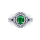 14K White Gold Oval Cut Emerald Ring 1.42 CTW