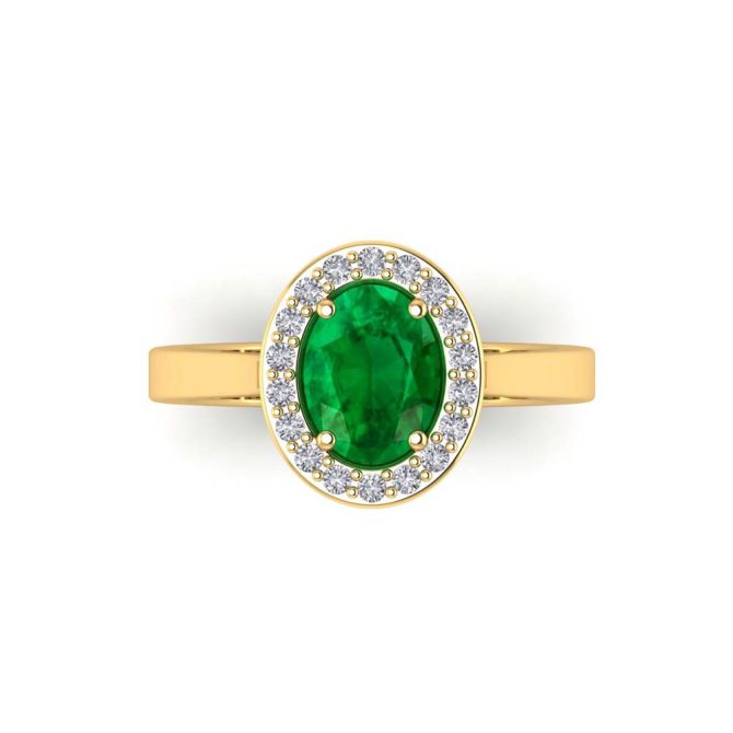 14K Yellow Gold Oval Cut Emerald Ring 1.53 CTW